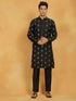 Vastramay Men's Black Cotton Blend Kurta And Pyjama Set